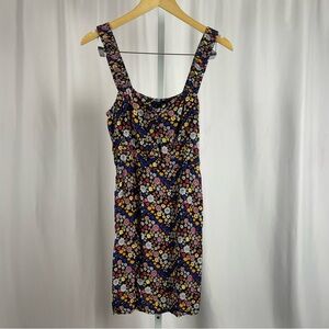 Forever 21 Large Retro Floral Boho Sundress Sleeveless Mini Dress Summer Vibrant